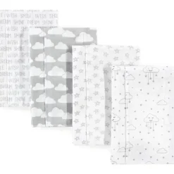 Baby Vision – Panos de flanela de algodão unissex para bebê Hudson Baby, nuvens cinza, tamanho único