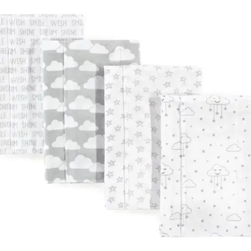 Baby Vision – Panos de flanela de algodão unissex para bebê Hudson Baby, nuvens cinza, tamanho único