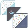 Baby Vision - 3Pk Hudson Baby Cotton Rich Toalhas com capuz, Dinossauros