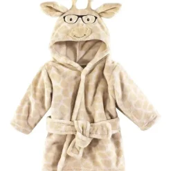 Baby Vision - Roupão de banho unissex Hudson Baby com rosto de animal de pelúcia, girafa Nerdy