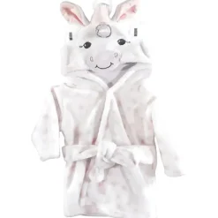 Baby Vision - Roupão de banho unissex Hudson Baby com rosto de animal de pelúcia, unicórnio branco
