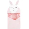 Baby Vision - toalha com capuz de rosto de animal de algodão para bebê Hudson, coelhinho rosa