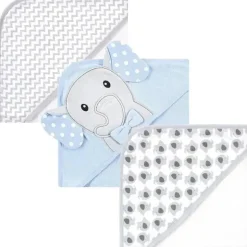 Baby Vision - Toalhas com capuz de algodão unissex Hudson Baby, pontos brancos, elefante cinza
