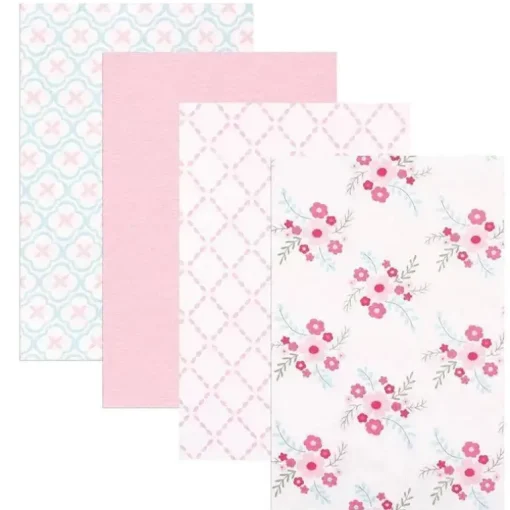 Baby Vision, Luvable Friends 4 peças de flanela para receber cobertores, florais
