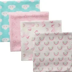 Baby Vision Luvable Friends 4Pk Flanela Recebendo Cobertor 28X28 No Arco-íris