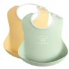 Babybjorn - 2 unidades de babador para bebê em pó amarelo/verde pó