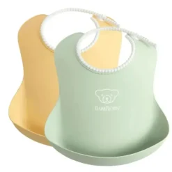 Babybjorn - 2 unidades de babador para bebê em pó amarelo/verde pó
