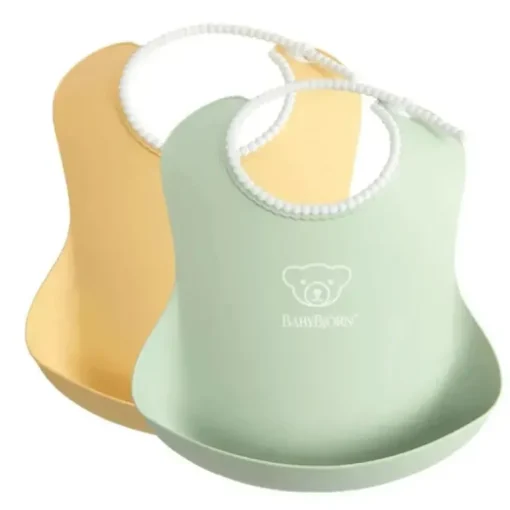 Babybjorn - 2 unidades de babador para bebê em pó amarelo/verde pó