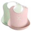 Babybjorn - 2 unidades de babador de bebê em pó verde/ rosa pó