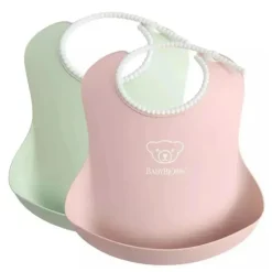 Babybjorn - 2 unidades de babador de bebê em pó verde/ rosa pó