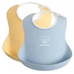 Babybjorn - 2 unidades de babador para bebê em pó amarelo/azul pó