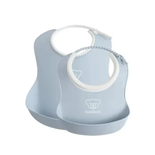 Babybjorn - Conjunto de babadores de alimentação, pacote com 2, azul pó