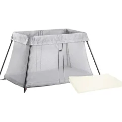 BABYBJORN - Pacote de luz para berço de viagem, prata + lençol justo
