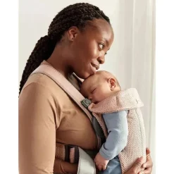 Babybjorn - Porta-bebês Mini Malha 3D, Rosa Empoeirado