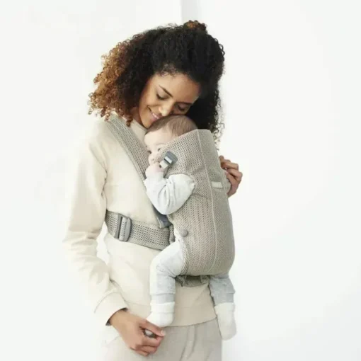 Babybjorn - Porta-bebês Mini malha 3D, Cinza Bege