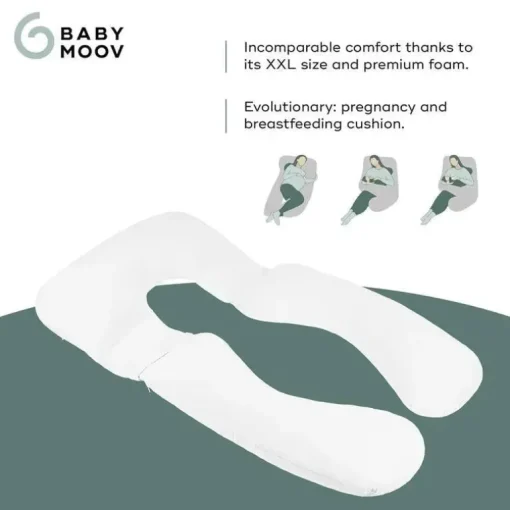 Babymoov - Almofada de maternidade XXL B.Love, almofada corporal orgânica premium para gravidez, cinza