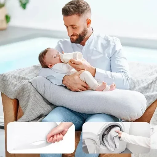 Babymoov - Almofada de maternidade XXL B.Love, almofada corporal orgânica premium para gravidez, cinza