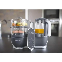 Babymoov Duo Meal Station 5 em 1 Food Maker com panela a vapor, mistura e purê, cinza