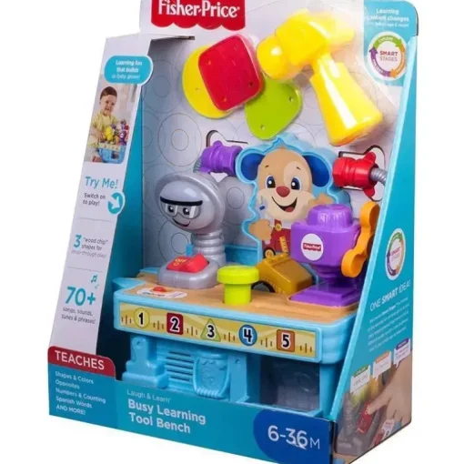 Banco de ferramentas de aprendizagem ocupado Fisher-Price, multicolorido