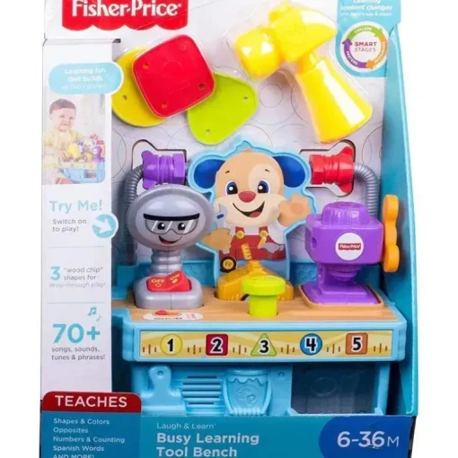 Banco de ferramentas de aprendizagem ocupado Fisher-Price, multicolorido