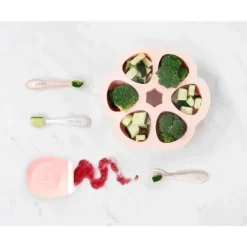 Bandeja de congelamento de comida de bebê Beaba multiporções de silicone 3 onças-rosa