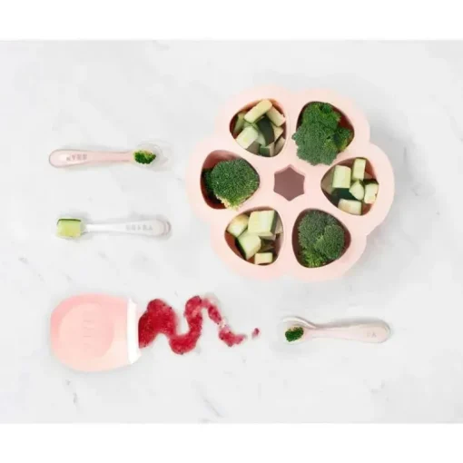 Bandeja de congelamento de comida de bebê Beaba multiporções de silicone 3 onças-rosa