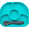 Bbluv - Prato e colher de silicone de 4 seções Yümi, Aqua