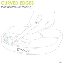 Bbluv - Prato e colher de silicone de 4 seções Yümi, Aqua