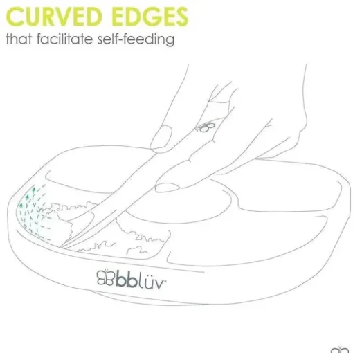 Bbluv - Prato e colher de silicone de 4 seções Yümi, Aqua