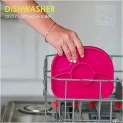 Bbluv - prato e colher de silicone de 4 seções Yümi, rosa