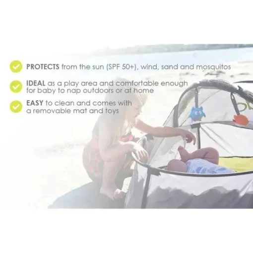 Bbluv Nidö - Tenda de viagem e lazer 2 em 1, cobertura divertida com proteção UV