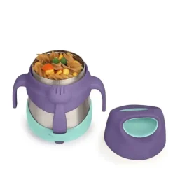 B.box - Frasco de comida isolado pop lilás com garfo