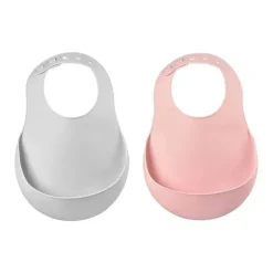 Beaba - babador de bebê de silicone 2Pk, nuvem/rosa