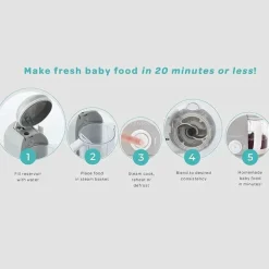 Beaba - Babycook Solo 4 em 1 Máquina de Comida para Bebê, Nuvem