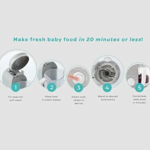 Beaba - Babycook Solo 4 em 1 Máquina de Comida para Bebê, Nuvem