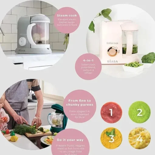 Beaba - Babycook Solo 4 em 1 Máquina de Comida para Bebê, Nuvem
