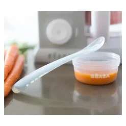 Beaba - Conjunto de Colheres de Silicone 4Pk Primeiro Estágio, Rosa