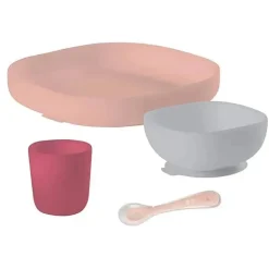 Beaba - Conjunto de Refeições de Silicone 4Pk, Rosa
