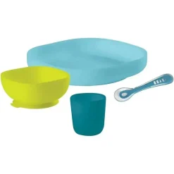 Beaba - Conjunto de Refeição de Silicone 4Pk, Pavão