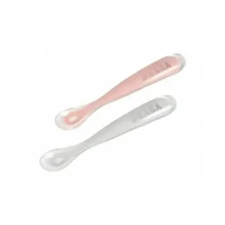 Beaba - conjunto de viagem com 2 unidades de colher de silicone, nuvem/rosa