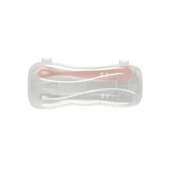 Beaba - conjunto de viagem com 2 unidades de colher de silicone, nuvem/rosa