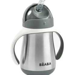 Beaba - Copo com Canudinho em Palha Inox, Carvão