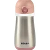 Beaba - Garrafa de Água Infantil de Aço Inoxidável, Rosa