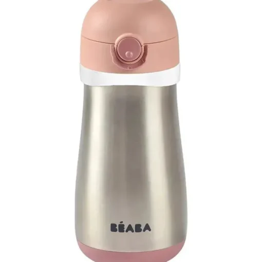 Beaba - Garrafa de Água Infantil de Aço Inoxidável, Rosa