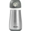 Beaba - Garrafa de água infantil de aço inoxidável, carvão