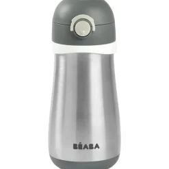 Beaba - Garrafa de água infantil de aço inoxidável, carvão