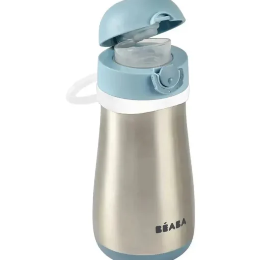 Beaba - Garrafa de Água Infantil de Aço Inoxidável, Chuva