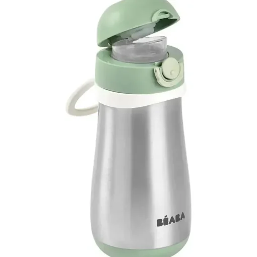 Beaba - Garrafa de água infantil de aço inoxidável, Sálvia