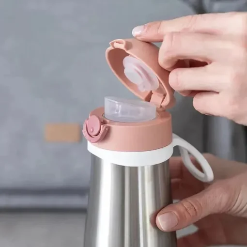 Beaba - Garrafa de Água Infantil de Aço Inoxidável, Rosa