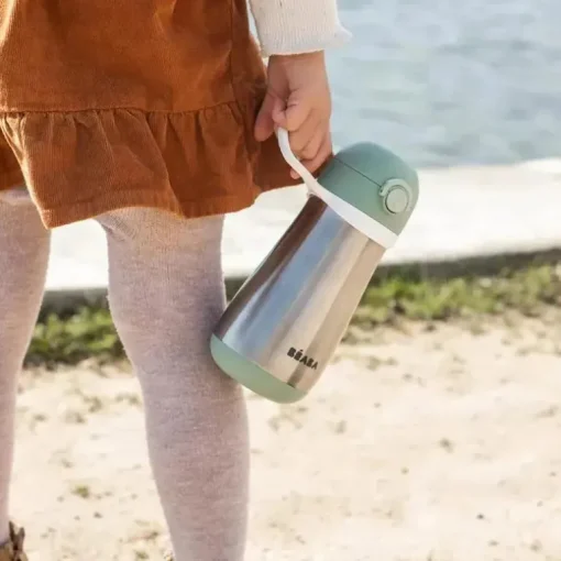 Beaba - Garrafa de água infantil de aço inoxidável, Sálvia